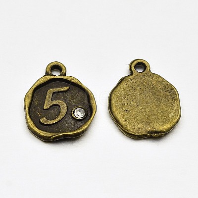 Antique Bronze Plated Alloy Rhinestone Charms ALRI-J153-05-NF-1