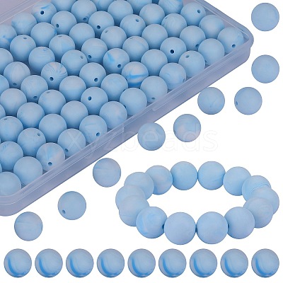 80Pcs Round Silicone Focal Beads SIL-SZ0001-24-29-1