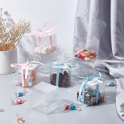 40Pcs Square PET Clear Party Favor Gift Box DIY-BC0006-41A-1