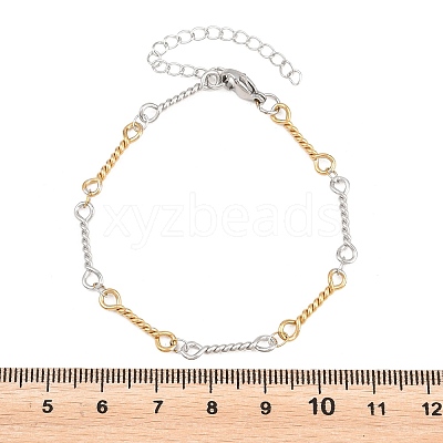 Two-tone 304 Stainless Steel Twisted Rope Link Chain Bracelets for Women BJEW-A160-09GP-1