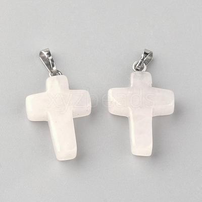 Natural Rose Quartz Pendants G-J354-09-1