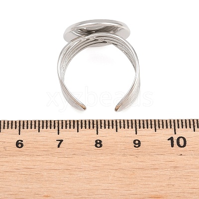 304 Stainless Steel Open Cuff Ring Components STAS-F366-06E-P-1