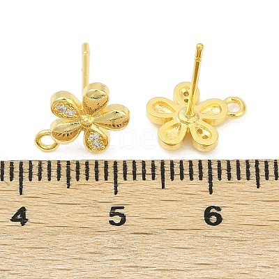 Brass Micro Pave Clear Cubic Zirconia Stud Earring Findings KK-Z099-01G-02-1