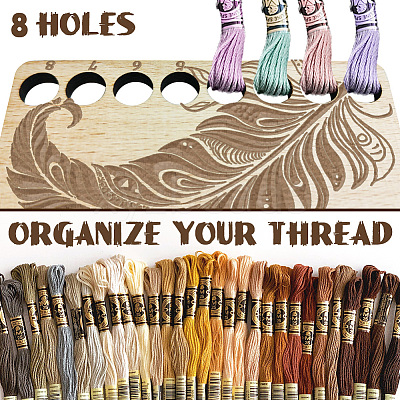  8-Position Wood Embroidery Thread Storage Trays TOOL-WH0056-023-1