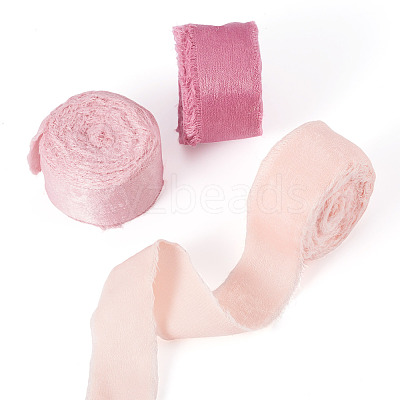3 Rolls 3 Colors Polyester Frayed Fringe Ribbon OCOR-TA0003-81A-1