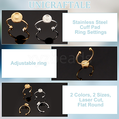 304 Stainless Steel Cuff Pad Ring Settings STAS-UN0025-85-1