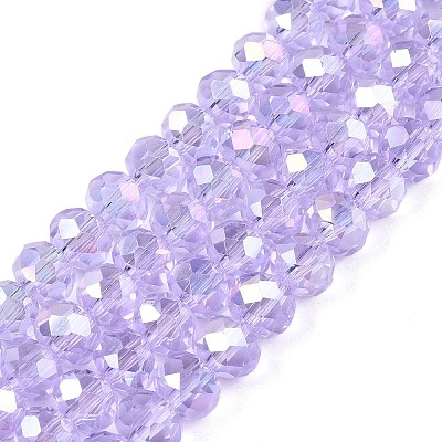 Electroplate Glass Beads Strands EGLA-A044-T6mm-B17-1