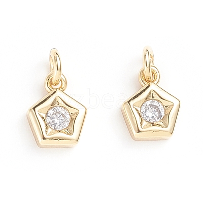 Brass Micro Pave Cubic Zirconia Pendants X-ZIRC-G165-06G-1
