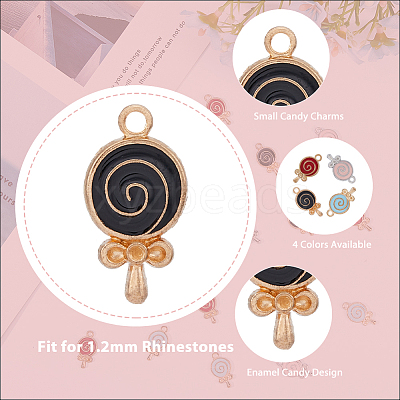 80Pcs 4 Colors Rack Plating Alloy Enamel Pendant Rhinestone Settings FIND-DC0003-11-1