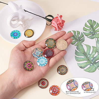 Printed Picture Glass Cabochons GGLA-PH0005-25mm-002-1