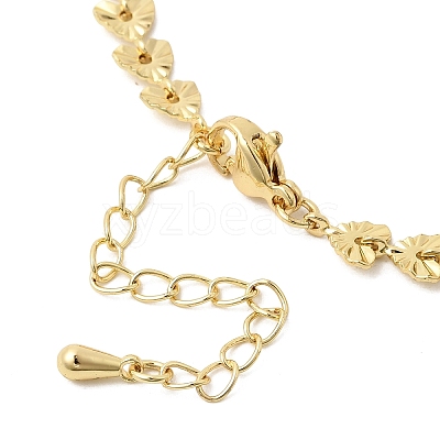 Brass Textured Heart Link Chain Bracelet Making MAK-K024-15G-1
