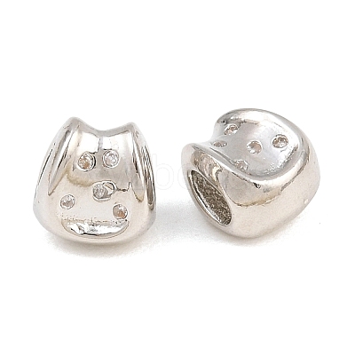 Brass Micro Pave Cubic Zirconia European Beads RB-CBAB488-03P-1