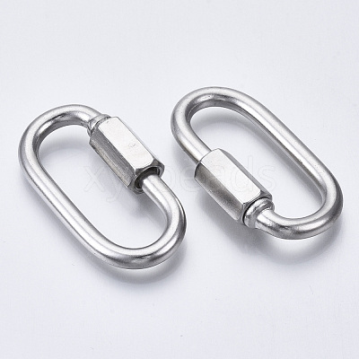Tarnish Resistant 304 Stainless Steel Screw Carabiner Lock Charms STAS-N087-25B-01-1