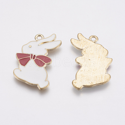 Zinc Alloy Enamel Bunny Pendants PALLOY-I124-29G-1