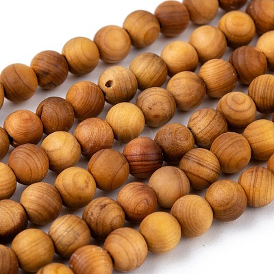 Natural Wood Beads Strand X-WOOD-F006-01-6mm-1