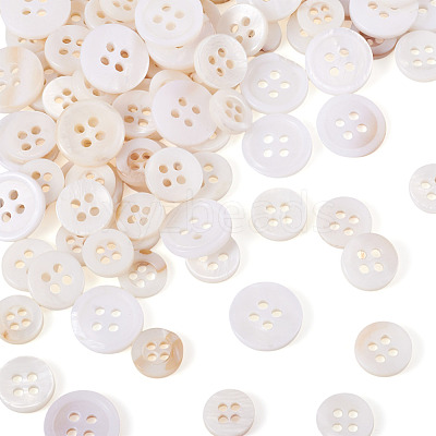 105Pcs 3 Styles Natural 4-Hole Freshwater Shell Buttons BUTT-TA0001-26-1