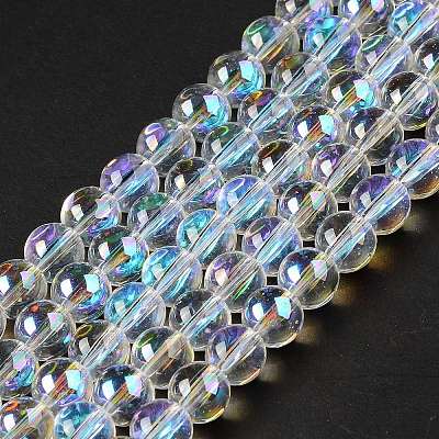 Transparent Electroplate Glass Beads Strands EGLA-I015-01B-1