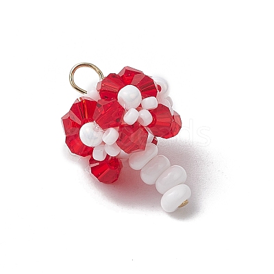 7Pcs 7 Colors Handmade Glass Seed Beaded Mushroom Pendants PALLOY-MZ00621-1