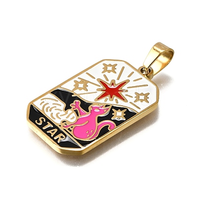 Tarot 304 Stainless Steel Enamel Pendants STAS-M119-09C-G-1