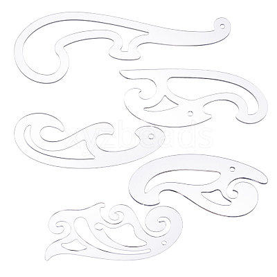 5Pcs 5 Styles Acrylic Drawing Template Measuring Ruler Set TOOL-WH0243-001-1