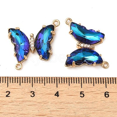 Brass Pave Faceted Glass Connector Charms FIND-Z020-04D-1