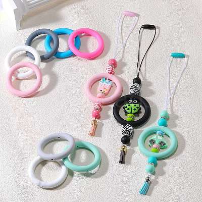9Pcs Ring Food Grade Eco-Friendly Silicone Focal Beads JX895F-1