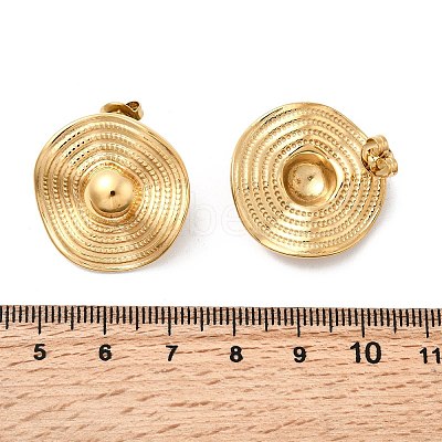 304 Stainless Steel Wavy Flat Round Stud Earrings EJEW-K268-53A-G-1