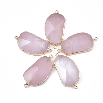 Electroplate Natural Rose Quartz Links Connectors G-S344-70F-01-1