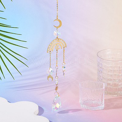 1Pc Faceted Glass Sun Catcher Pendant Decorations AJEW-TA0003-19-1
