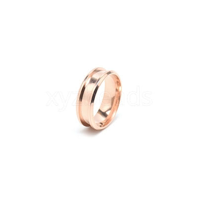 201 Stainless Steel Grooved Finger Ring Settings STAS-TAC0002-57E-RG-1