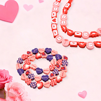 270Pcs 2 Styles Valentine's Day Handmade Polymer Clay Beads CLAY-PA0001-51-1