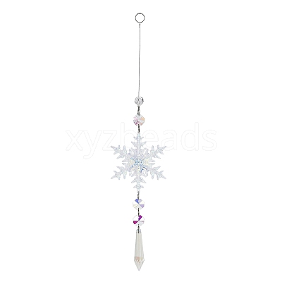 AB Color Glass Snowflake Pendant Decorations AJEW-Q144-02P-03-1