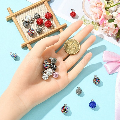 10Pcs Handmade Polymer Clay Rhinestone Pendants RB-YW0001-29A-1