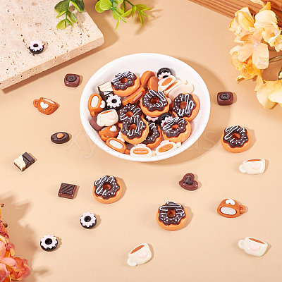 50Pcs 5 Styles Opaque Resin Imitation Food Cabochons CRES-TA0001-57-1