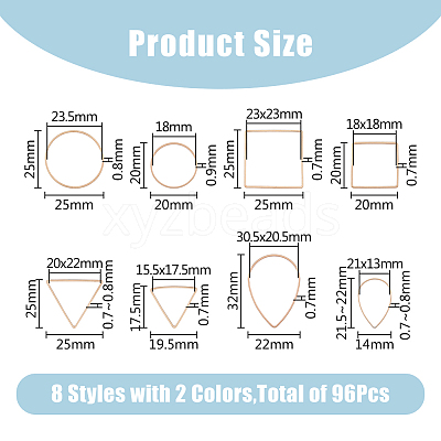 96Pcs 16 Style Brass Linking Rings KK-FH0006-98-1