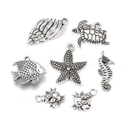 Antique Silver Mixed Ocean Tibetan Style Alloy Pendants TIBEP-X0033-NR-1