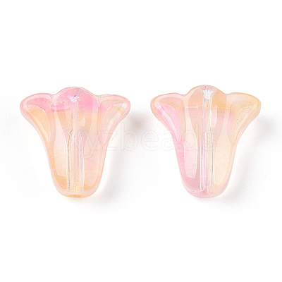 Spray Painted Transparent Glass Beads GLAA-D006-20I-1