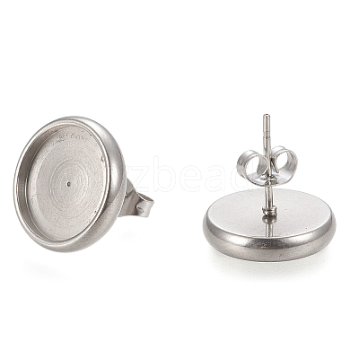 Non-Tarnish 304 Stainless Steel Stud Earring Settings X-STAS-K202-05E-P-1