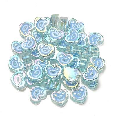 UV Plating Rainbow Iridescent Acrylic Enamel Beads OACR-G012-12A-1