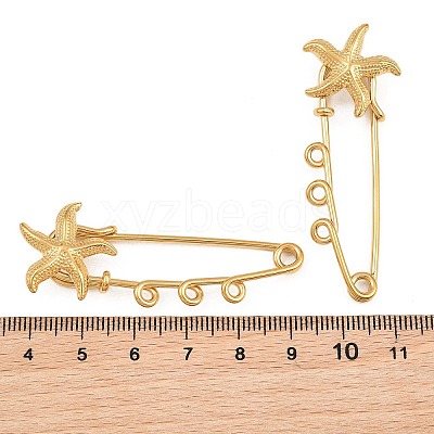 Starfish 304 Stainless Steel Safety Pins Brooch Findings SA-CBA098D-16H-G03-1