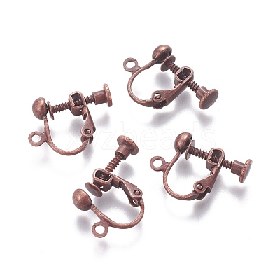 Rack Plated Brass Screw Clip-on Earring Findings X-KK-P169-04R-1
