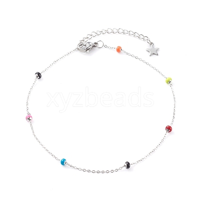 Stainless Steel Satellite Chain Anklets AJEW-AN00423-1