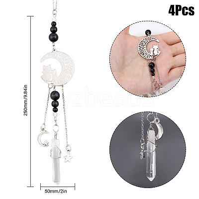 Natural Black Onyx Pendant Decorations PALLOY-PH01588-1