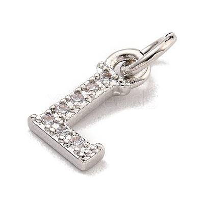 Initial Letter Brass with Cubic Zirconia Charms KK-Q814-26L-P-1