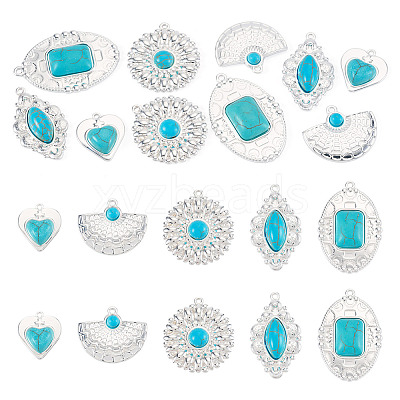 10Pcs 5 Styles Dyed Synthetic Turquoise Pendants STAS-TA0006-20-1
