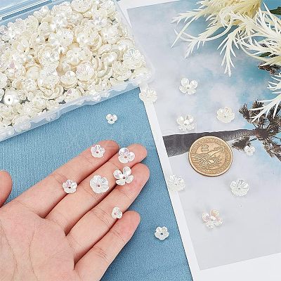 300Pcs 5 Style ABS Plastic Imitation Pearl Bead Caps OACR-NB0001-39-1