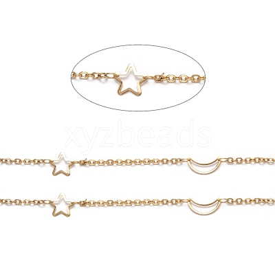 Ion Plating(IP) 304 Stainless Steel Moon & Star Link Cable Chains STAS-P254-13G-1