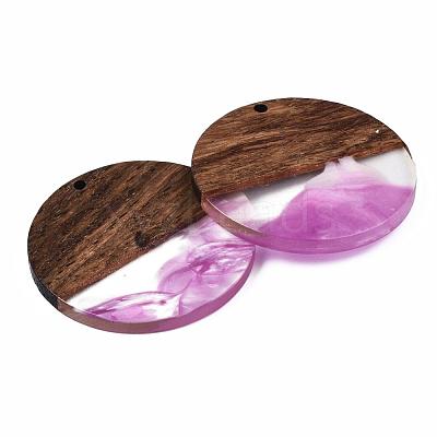 Transparent Resin & Walnut Wood Pendants RESI-T035-35A-1
