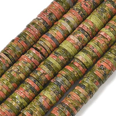 Natural Unakite Beads Strands G-G329-B04-8x1mm-1