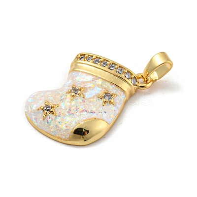 Christmas Brass Micro Pave Cubic Zirconia Pendants KK-H468-02B-01G-1